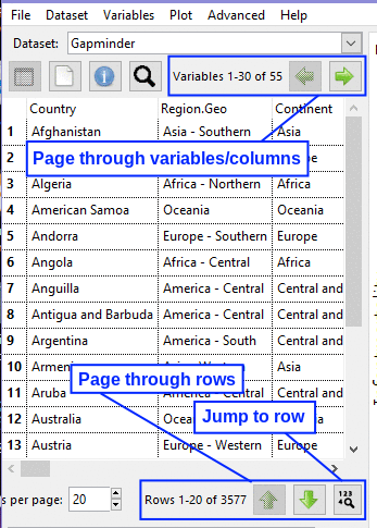 Spreadsheet pagination controls