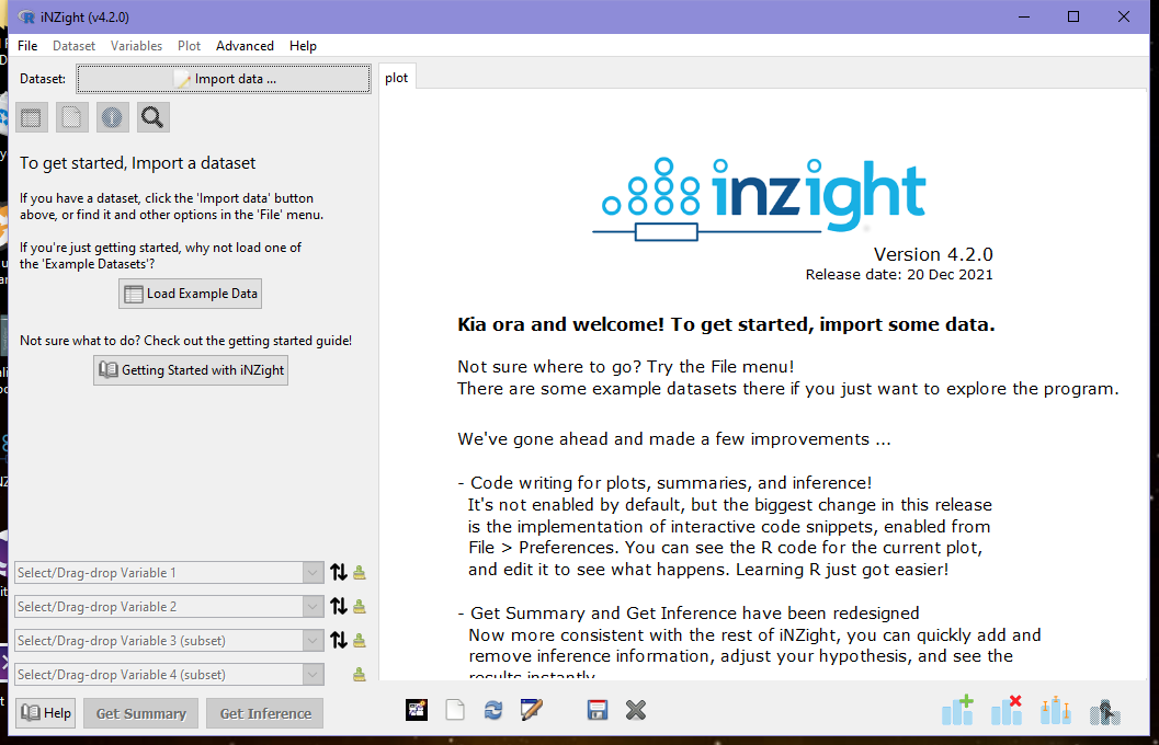 The iNZight 4.2 interface