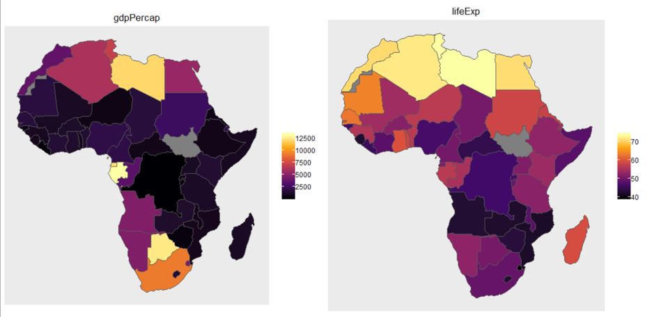 Maps showing variables with different scales